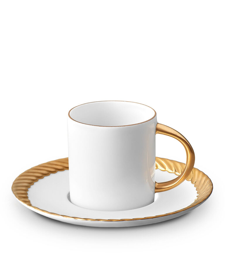 L'Objet Corde Espresso Tasse und Untertasse mit 24 Karat Gold