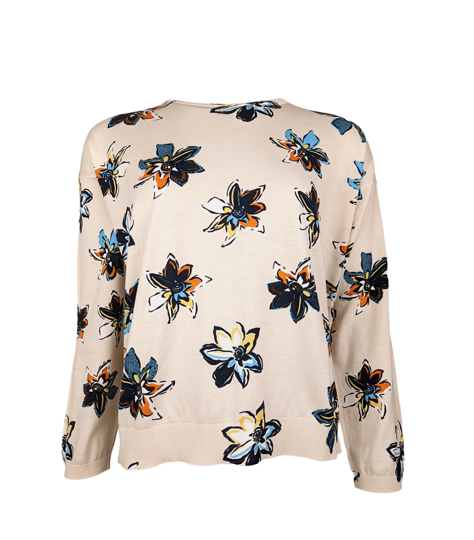 Brunno Manetti Strick Pullover Blumen Motiv