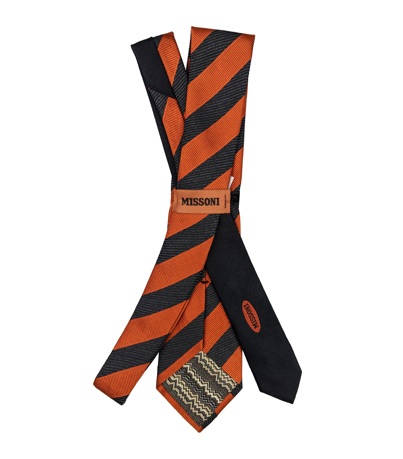 Missoni-CR8ASEU7581_03 Missoni Krawatte Diagonalstreifen Orange Seide