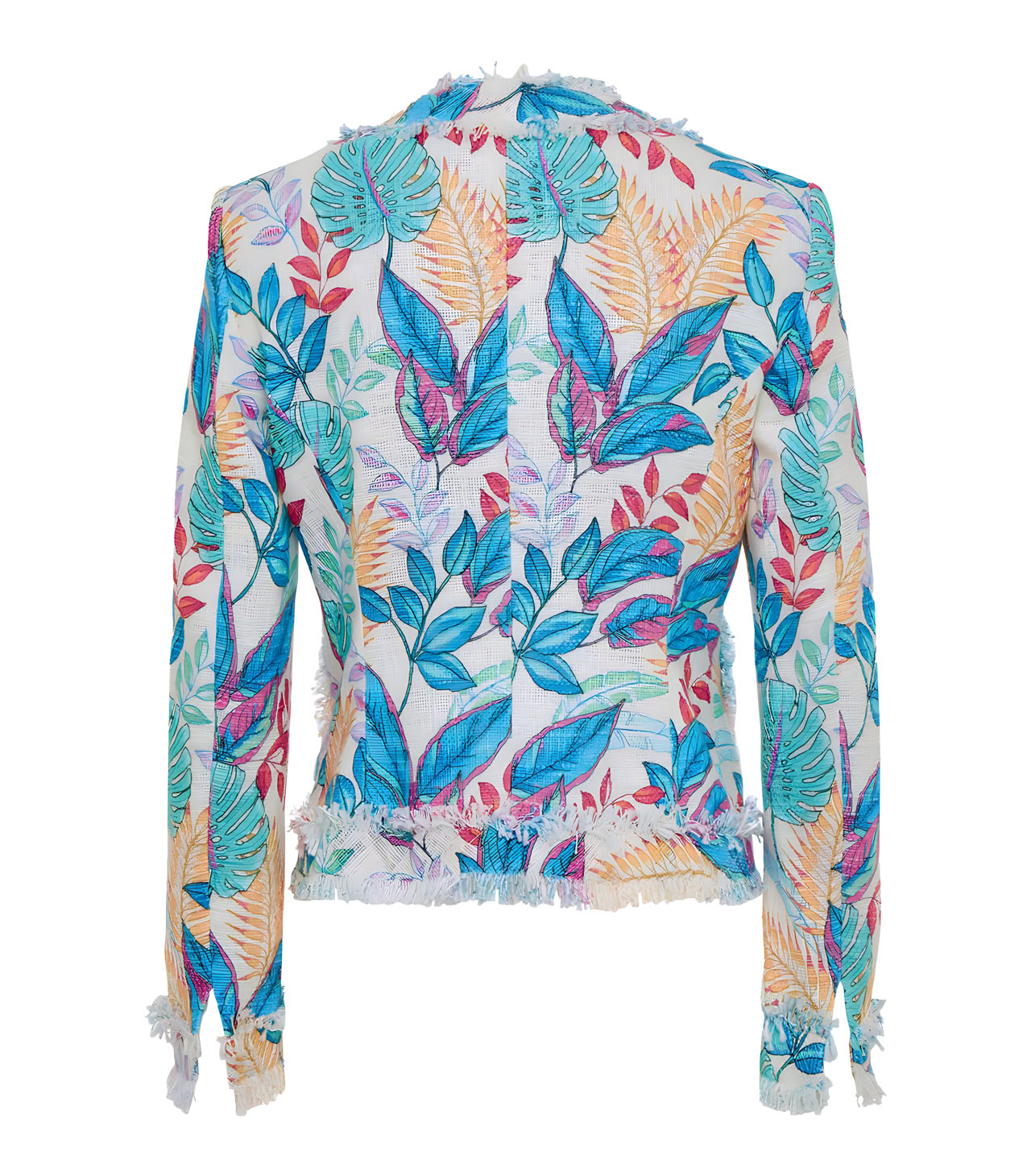 Maison Common_8532835 Jacket_02 Maison Common Tweed-Jacke mit tropischem Aufdruck