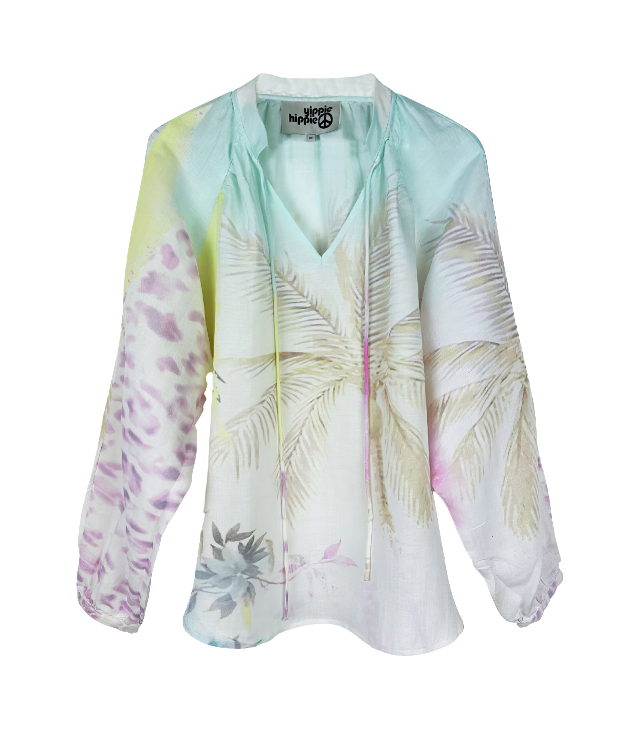 Bluse S48-213 Yippie Hippie Blusenshirt Palmenprint