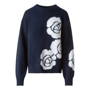 Akris Kaschmir-Seiden-Pullover mit Anemone Intarsie
